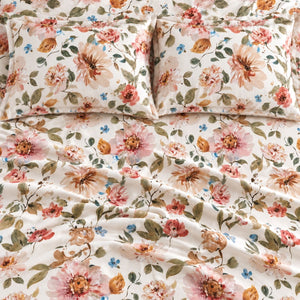 Marigold Peach & Ochre Garden Tencel Jacquard Bed Sheet - Home Artisan