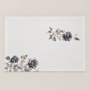 Heliotrope Ivory & Charcoal Rose Tencel Jacquard Bed Sheet - Home Artisan