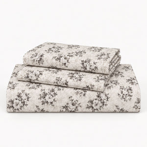 Dianthus Taupe Vintage Floral Tencel Jacquard Bed Sheet - Home Artisan