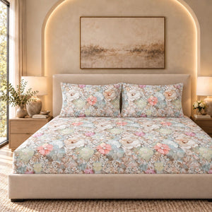 Nemesia Pastel Watercolour Bloom Tencel Jacquard Bed Sheet - Home Artisan