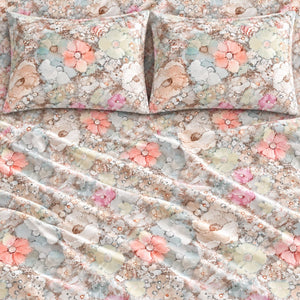 Nemesia Pastel Watercolour Bloom Tencel Jacquard Bed Sheet - Home Artisan