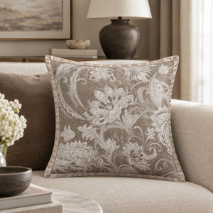 Aurelia Taupe Floral Cushion Cover - Home Artisan