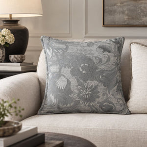 Isadora Silver Grey Floral Cushion Cover - Home Artisan