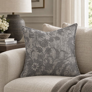 Lucien Charcoal Grey Floral Cushion Cover - Home Artisan