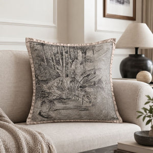 Sylvana Grey Tropical Landscape Cushion Cover - Home Artisan