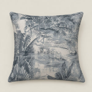 Mariner Blue Tropical Botanical Cushion Cover - Home Artisan
