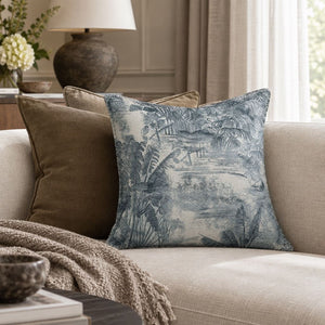 Mariner Blue Tropical Botanical Cushion Cover - Home Artisan