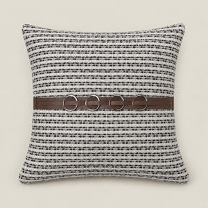Huxley Black and White Textured Cushion Cover with Ring Detail - Home Artisan
