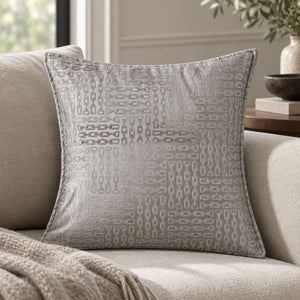 Lennox Silver Grey Chain Pattern Cushion Cover - Home Artisan