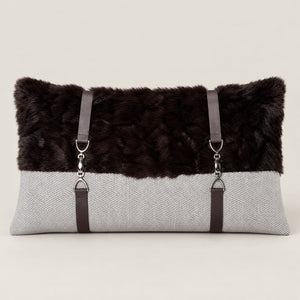 Maverick Brown and Grey Fur-Effect Rectangular Cushion Cover - Home Artisan