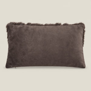 Maverick Brown and Grey Fur-Effect Rectangular Cushion Cover - Home Artisan