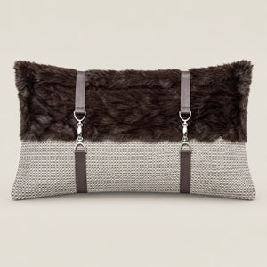Weston Brown and Beige Fur-Effect Rectangular Cushion Cover - Home Artisan