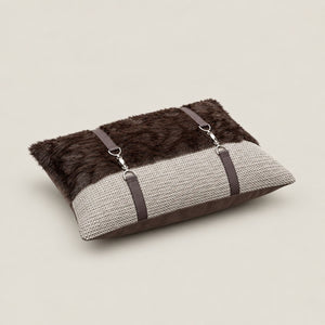 Weston Brown and Beige Fur-Effect Rectangular Cushion Cover - Home Artisan