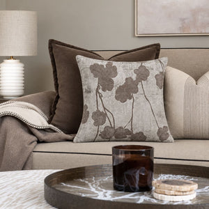 Fleur Ivory and Taupe Floral Silhouette Cushion Cover - Home Artisan