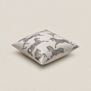 Equinox Ivory and Grey Equestrian Cushion Cover - Home Artisan