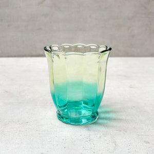 Serena Aqua & Amber Ombre Scalloped Drinking Glass (Short) - Set of 4 - Home Artisan
