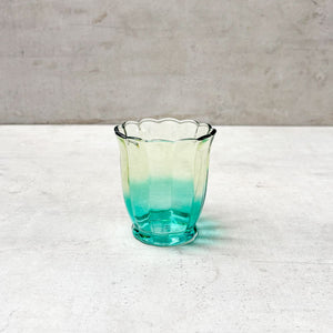 Serena Aqua & Amber Ombre Scalloped Drinking Glass (Short) - Set of 4 - Home Artisan