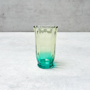 Serena Aqua & Amber Ombre Scalloped Drinking Glass (Tall) - Set of 4 - Home Artisan