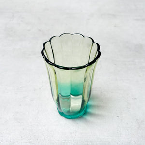 Serena Aqua & Amber Ombre Scalloped Drinking Glass (Tall) - Set of 4 - Home Artisan