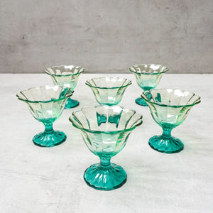 Serena Aqua & Amber Ombre Scalloped Dessert Bowl - Set of 6 - Home Artisan
