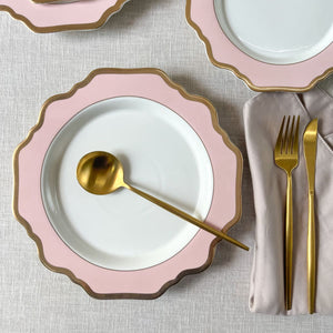 Rosamine Pink Porcelain Dinner Plate with Gold Rim - Set of 2 - Home Artisan