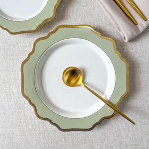 Emeraude Gree nPorcelain Dinner Plate with Gold Rim - Set of 2 - Home Artisan