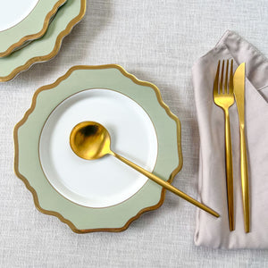 Emeraude Green Porcelain Side Plate with Gold Rim - Set of 2 - Home Artisan