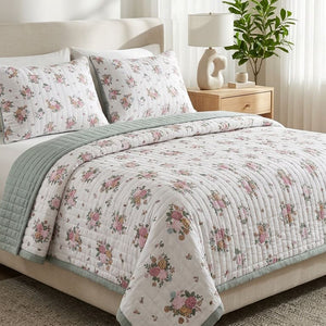 Artimesia Floral Double-Bed Cotton Comforter with Pillow Cases - Home Artisan