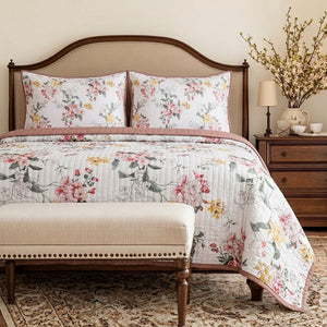 Francesca Floral Double-Bed Cotton Comforter with Pillow Cases - Home Artisan