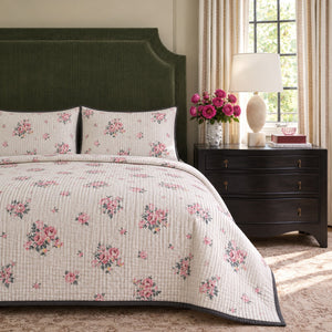 Camelia Petite Rose Stripe King-Size Cotton Comforter with Pillow Cases
