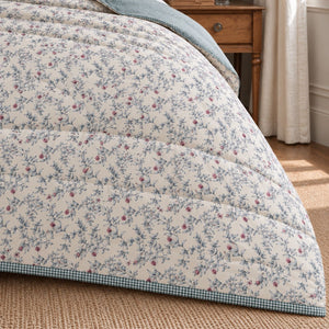 Camellia Blue Leaf and Pink Bud King Size Comforter - Home Artisan
