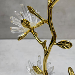 Ardenia Golden Flora Brass and Crystal Sculpture - Home Artisan