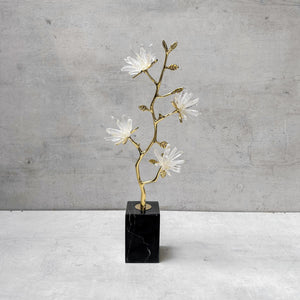 Ardenia Golden Flora Brass and Crystal Sculpture - Home Artisan