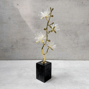 Ardenia Golden Flora Brass and Crystal Sculpture - Home Artisan
