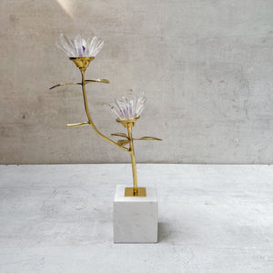 Camelia Eternal Blossom Brass and Crystal Sculpture - Home Artisan