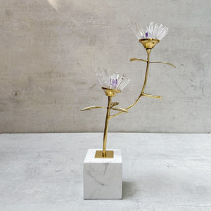 Camelia Eternal Blossom Brass and Crystal Sculpture - Home Artisan