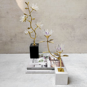 Camelia Eternal Blossom Brass and Crystal Sculpture - Home Artisan