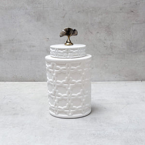 Gingko Grace Ceramic Jar (Medium) - Home Artisan