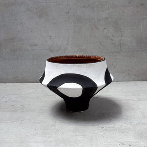 Monochrome Pedestal Decorative Ceramic Bowl - Home Artisan