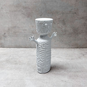 Tribal Totem White Ceramic Sculpture - Home Artisan