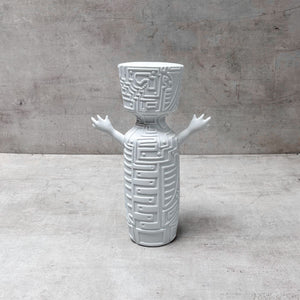 Tribal Totem White Ceramic Sculpture - Home Artisan