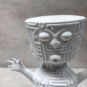 Tribal Totem White Ceramic Sculpture - Home Artisan