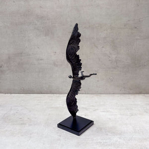 Flight of Dreams Black Metal Sculpture - Home Artisan