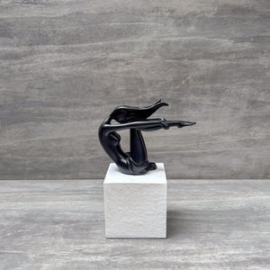 Contemporary Black Figurine on White Base - Home Artisan