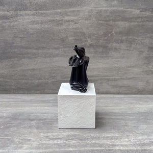 Contemporary Black Figurine on White Base - Home Artisan