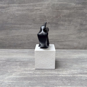 Contemporary Black Figurine on White Base - Home Artisan