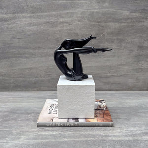 Contemporary Black Figurine on White Base - Home Artisan