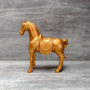 Golden Horse with Saddle Sculpture - Home Artisan