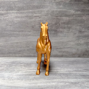 Golden Horse with Saddle Sculpture - Home Artisan