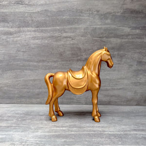 Golden Horse with Saddle Sculpture - Home Artisan